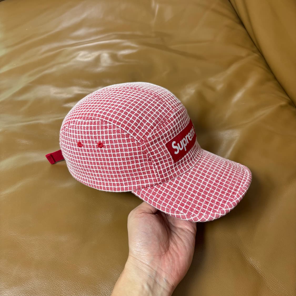 Supreme 슈프림 그리드 레드 캠프캡 모자 (Grid Red) 상품이미지3