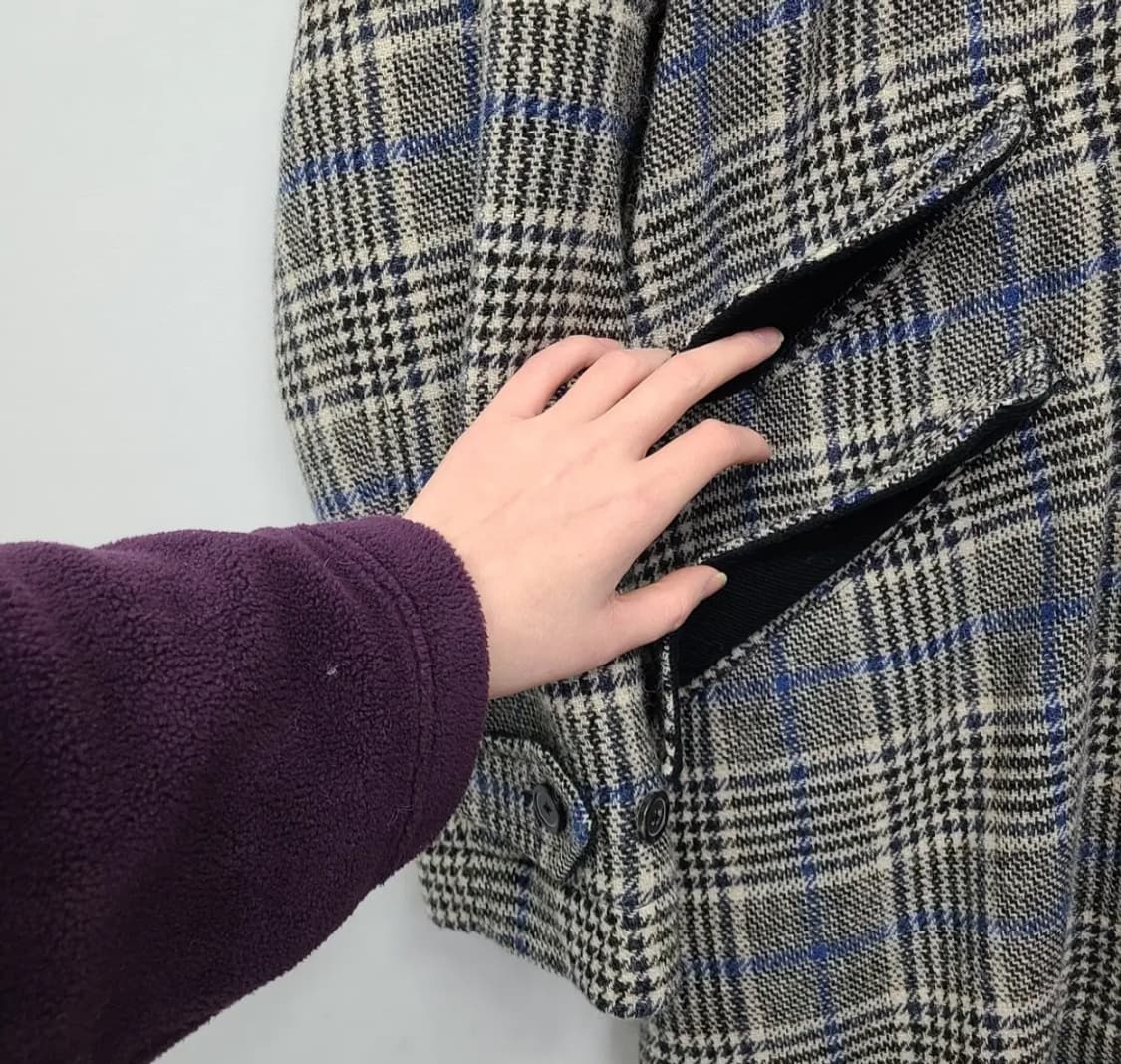 이스트로그 남성  버진울 발마칸 체크코트 베이지/블루 L 상품이미지7