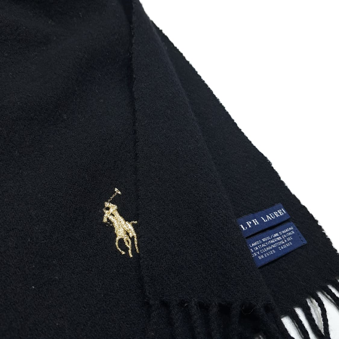 MX388 폴로 랄프로렌 골드 포니 100% 램스울 블랙 머플러 상품이미지6