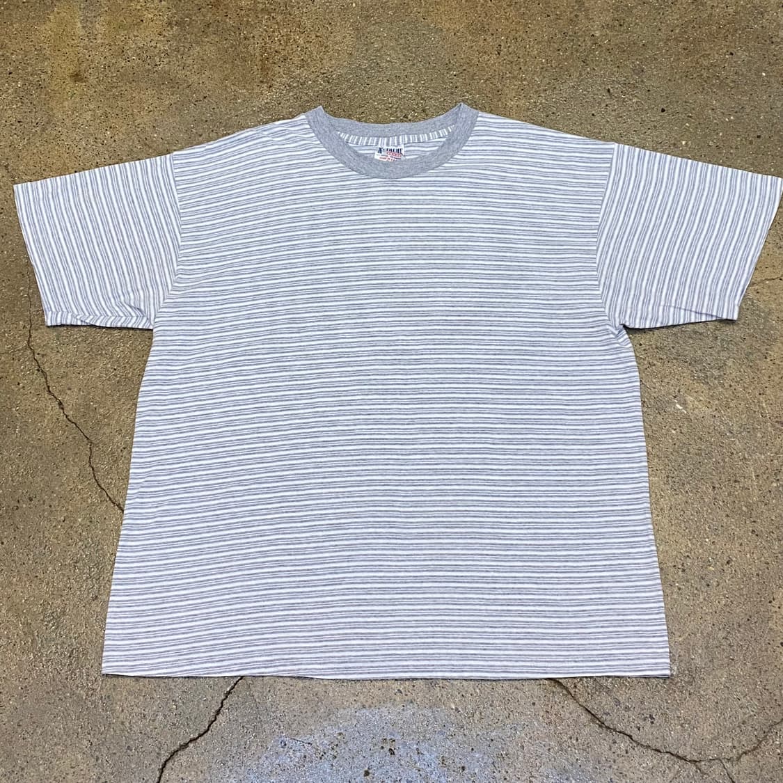 MADE IN USA 90s 스트라이프 단가라 링거티 반팔티 상품이미지1