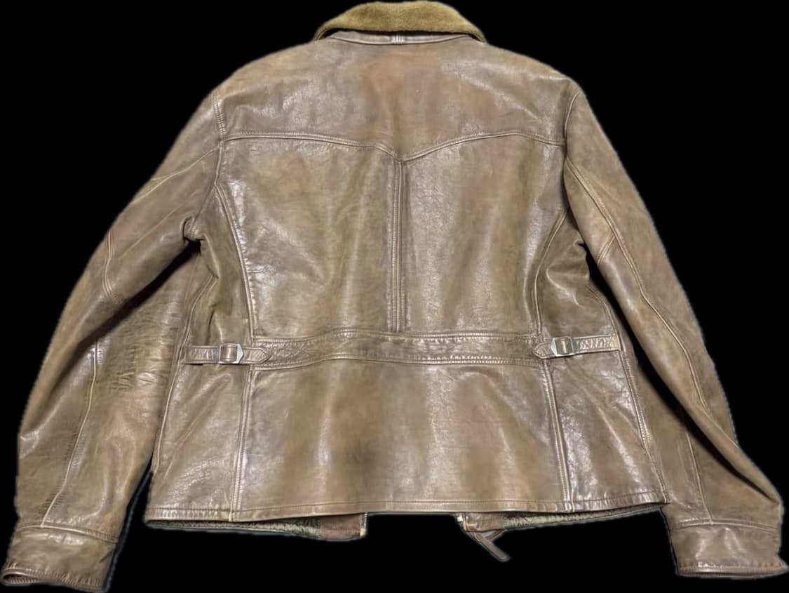 RRL 더블알엘 시어링카라 레더 뉴스보이 봄버자켓 xl 상품이미지4