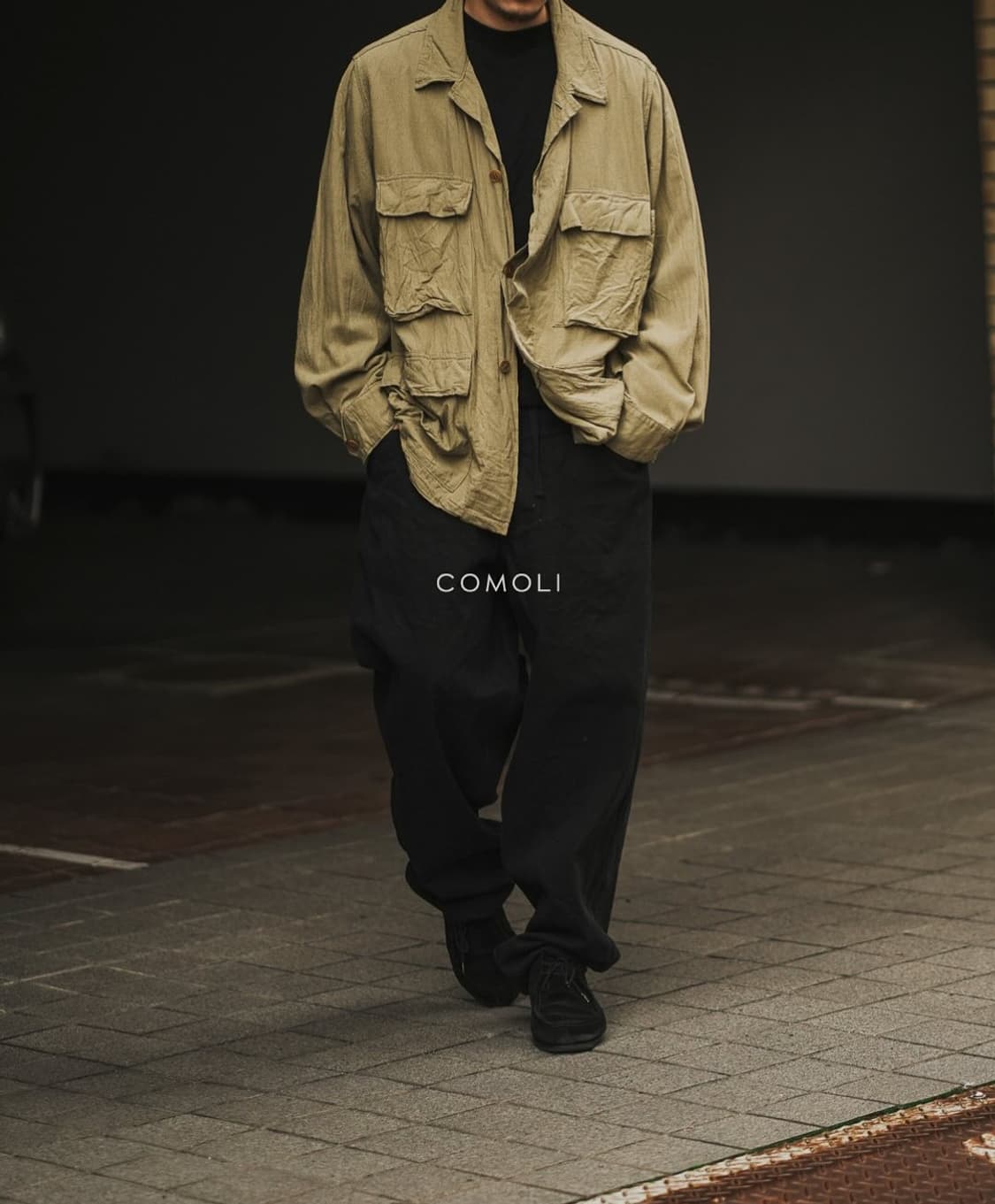 [3] 코모리 comoli 25ss BDU 실크 자켓 셔츠 카키 상품이미지1