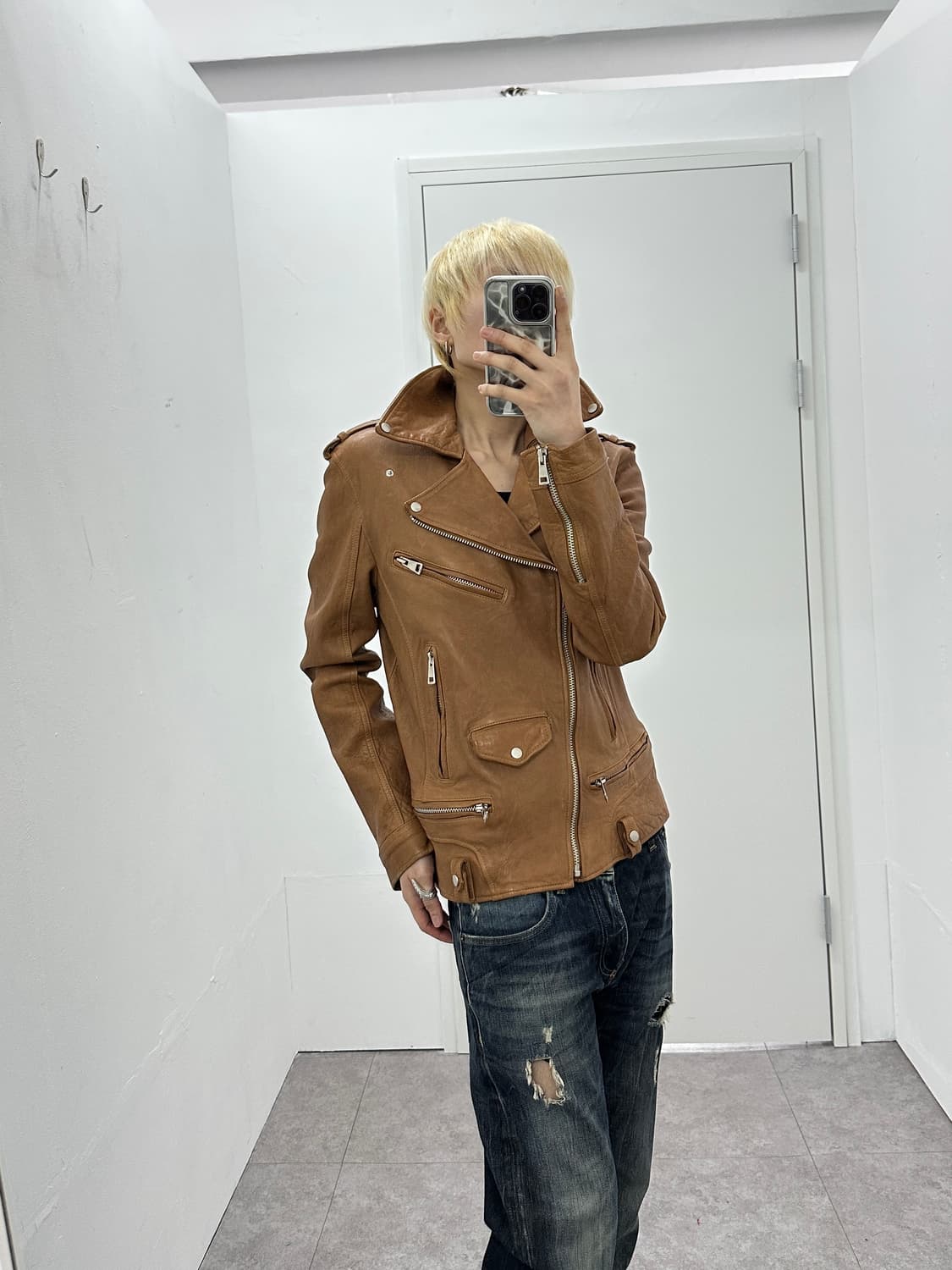 Multi-Zip Detail Lambskin Leather Jacket 상품이미지8