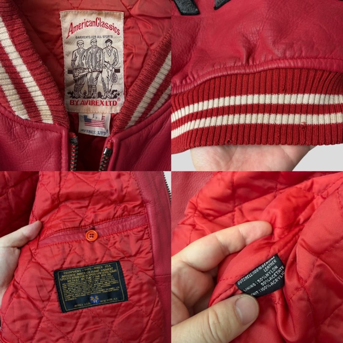 (L)90s Avirex 아비렉스 레더 바시티 자켓 상품이미지10