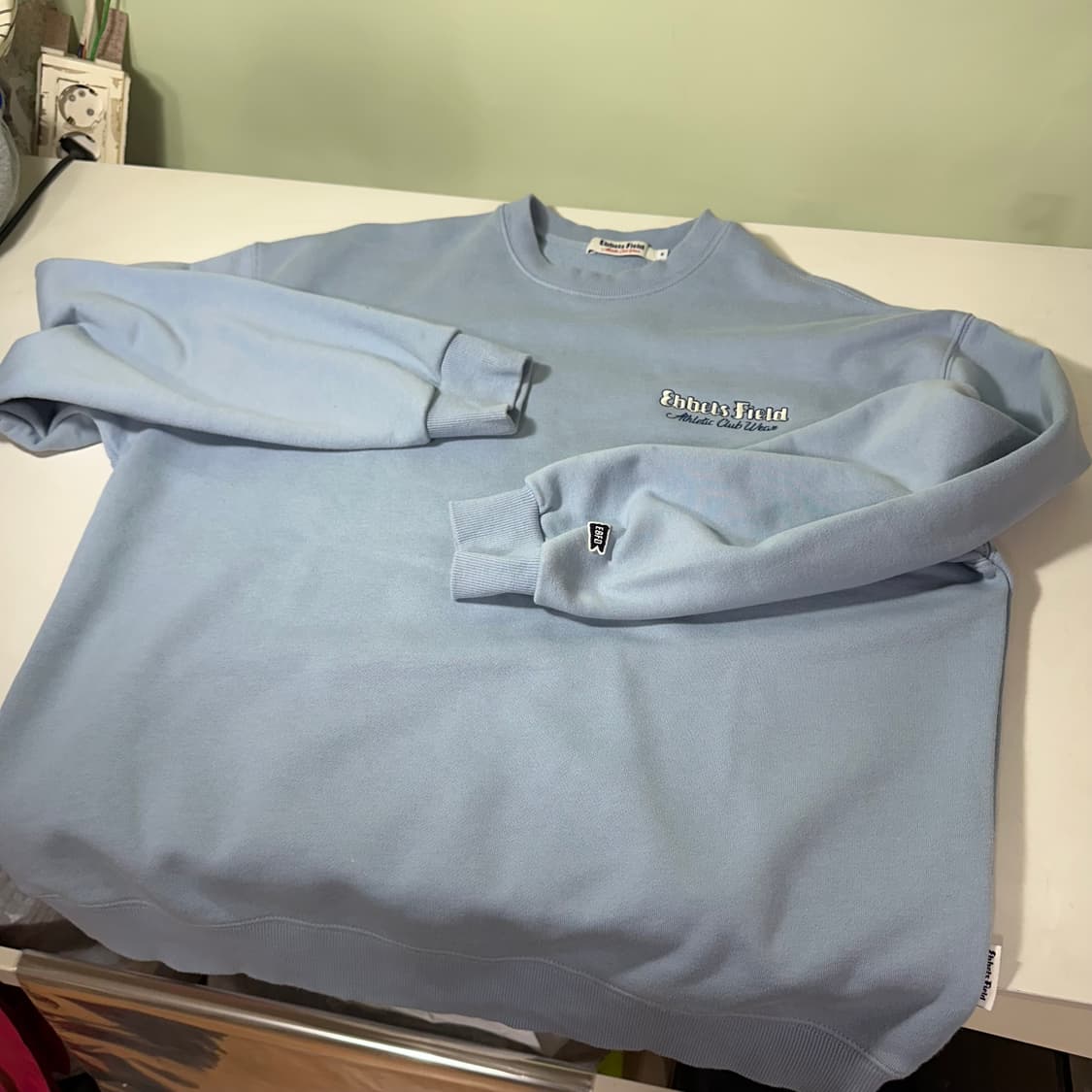 M 이벳필드 오버핏 스카이블루 스웻코튼 맨투맨 상품이미지4