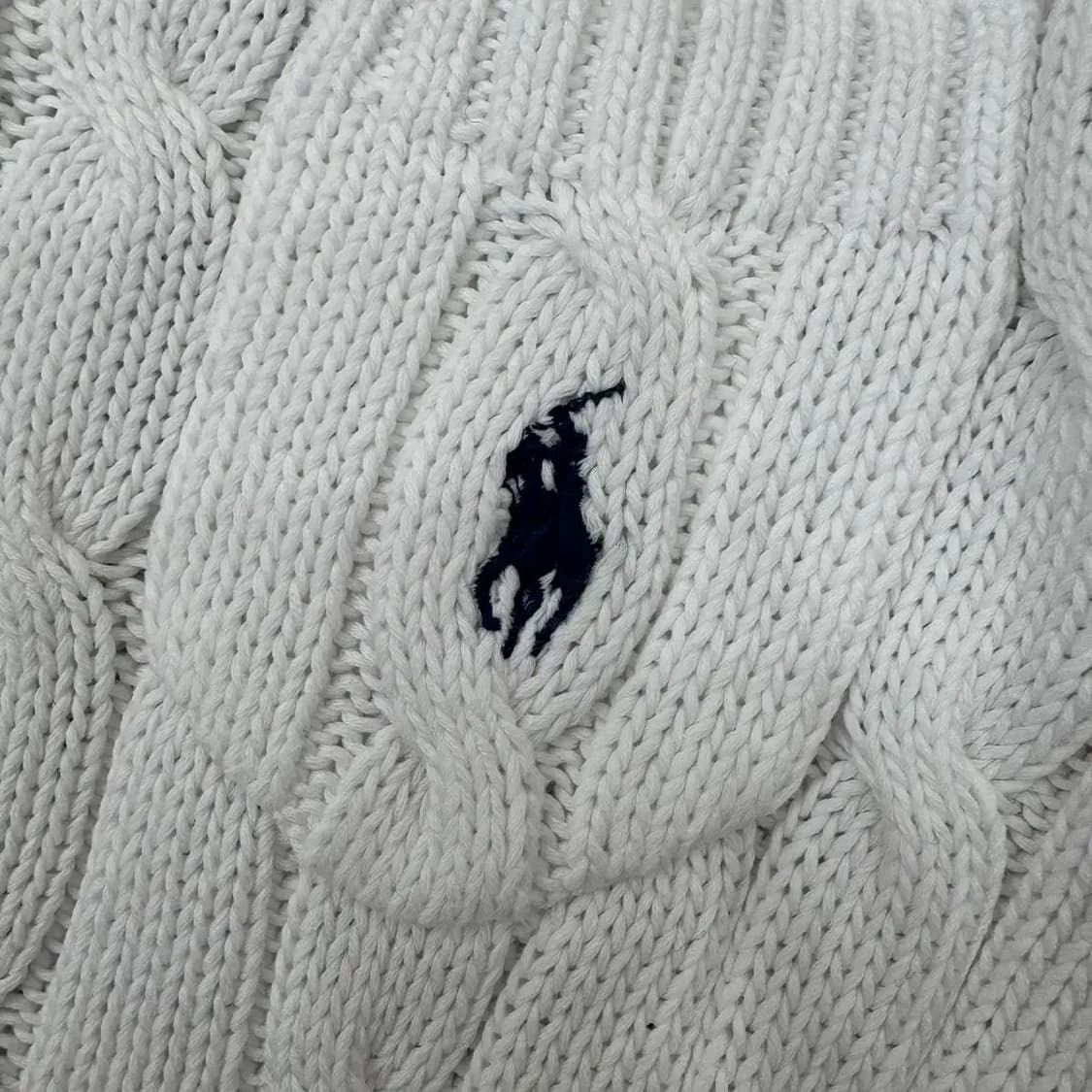 .여성용 S 폴로 랄프로렌 화이트 케이블 라운드 반팔 니트  상품이미지3