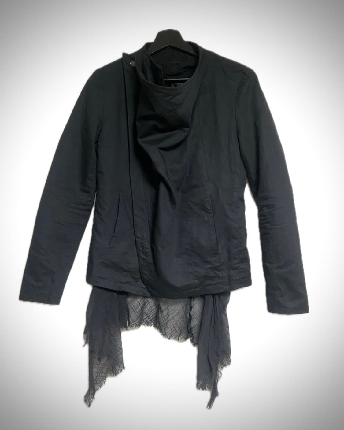 토네이도 마트 사선 지퍼 비대칭 스톨 레이어드 재킷 상품이미지6