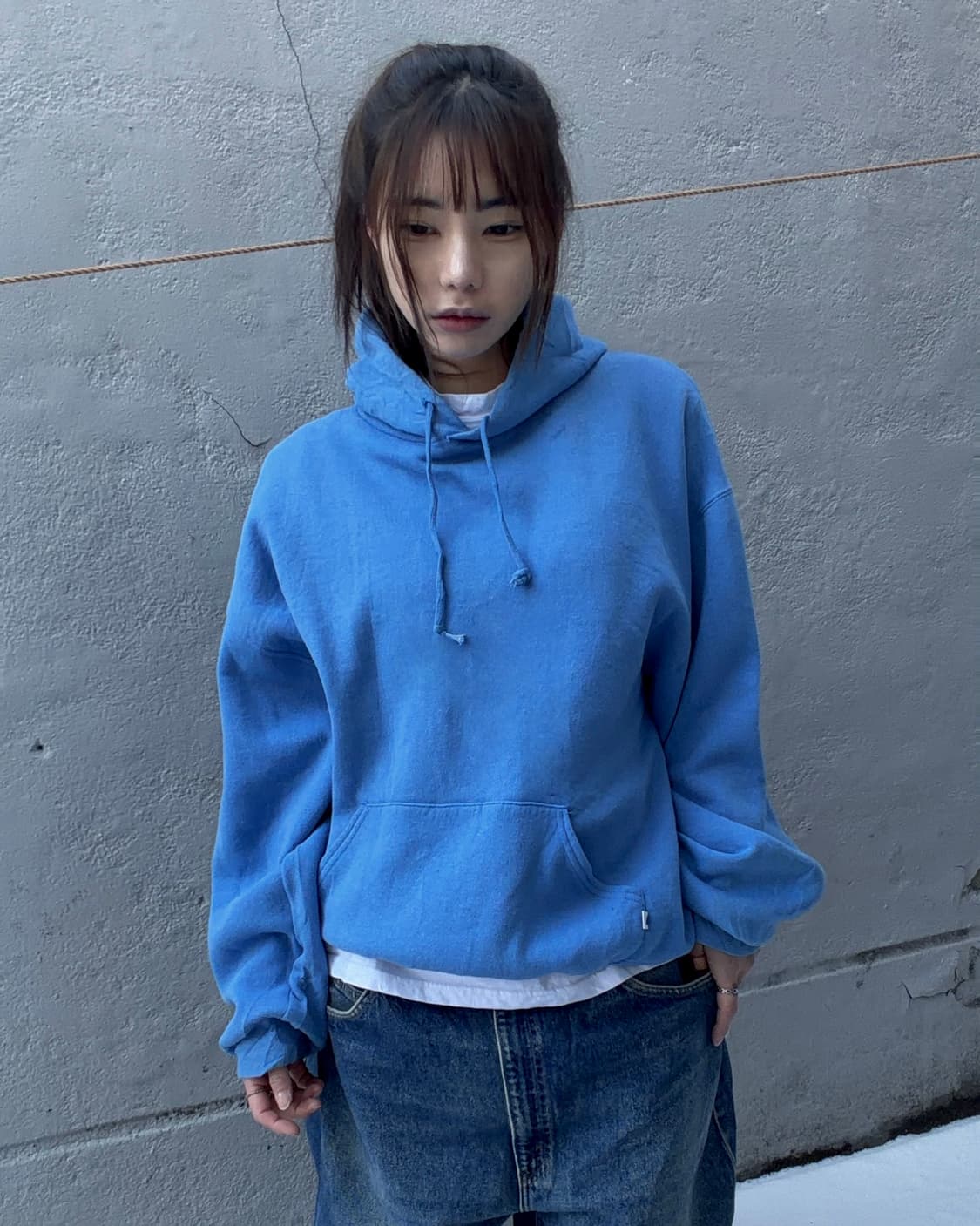 90s RUSSELL blue over hoodie 상품이미지2