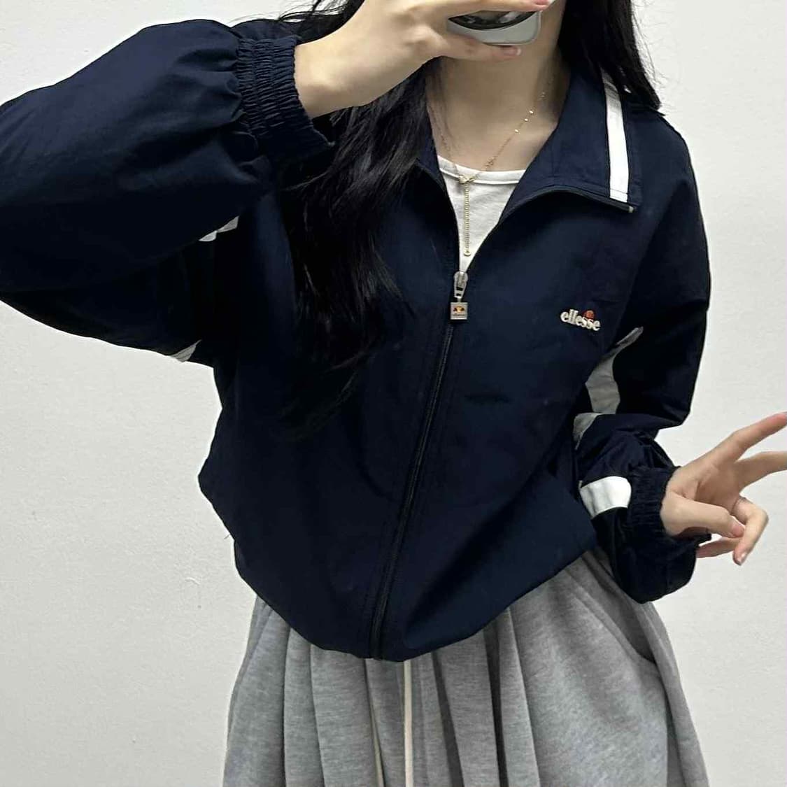 ellesse 엘레쎄 네이비&화이트 올드스쿨 아방핏 윈드브레이커 자켓 바 상품이미지1