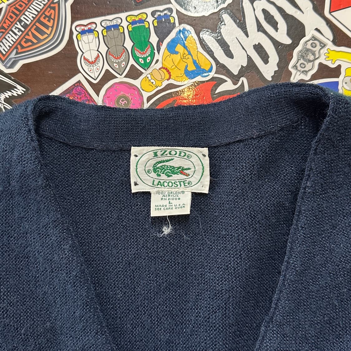 80s USA 아이조드 라코스테 아크릴 니트 가디건 L 상품이미지4