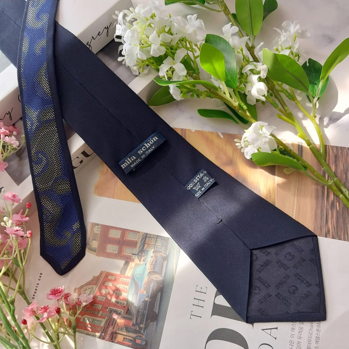 밀라숀 블루 컬러 실크 넥타이 A+등급 K2184 상품이미지4