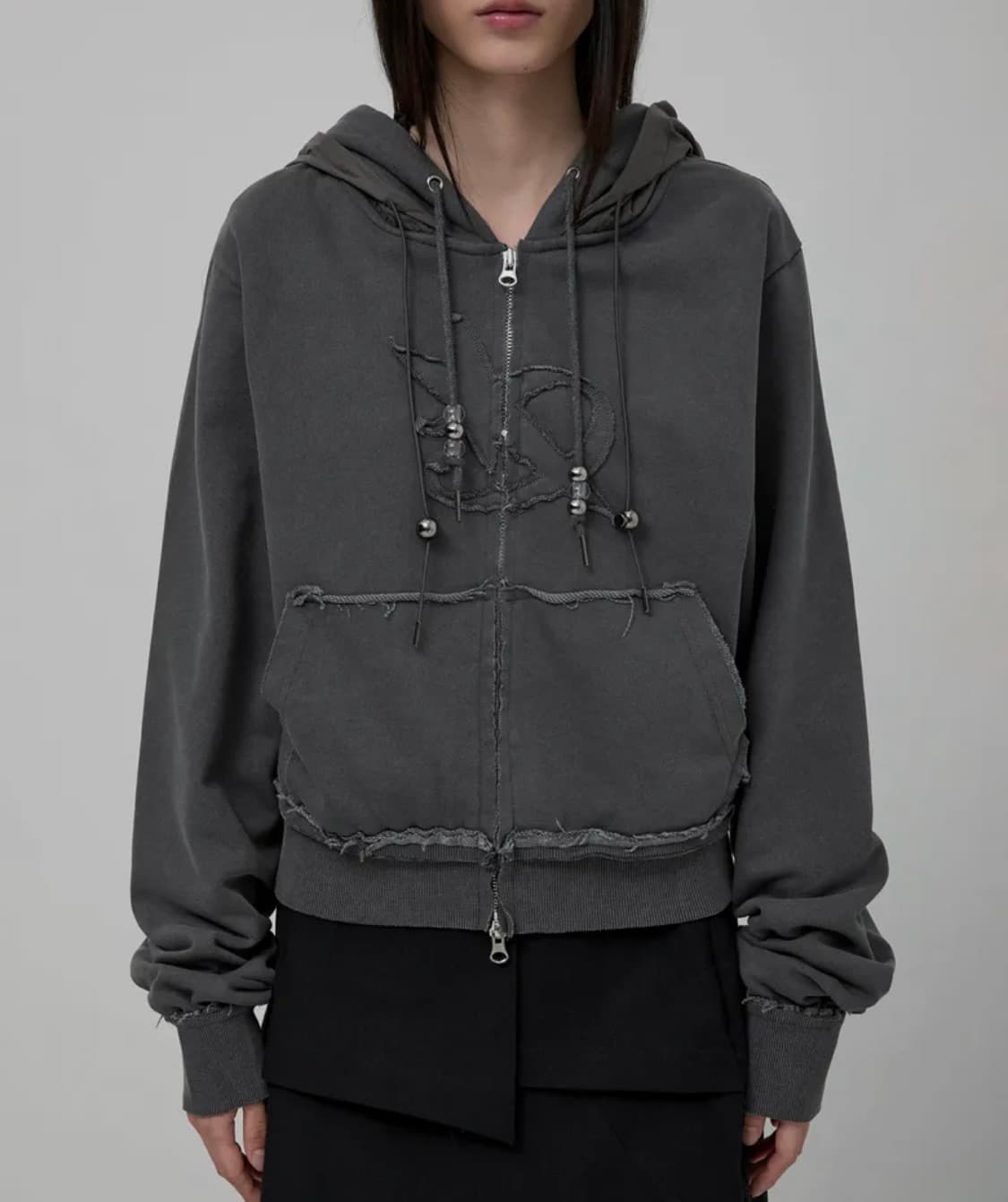 플레어업 레이어드 집 후드 차콜 상품이미지3