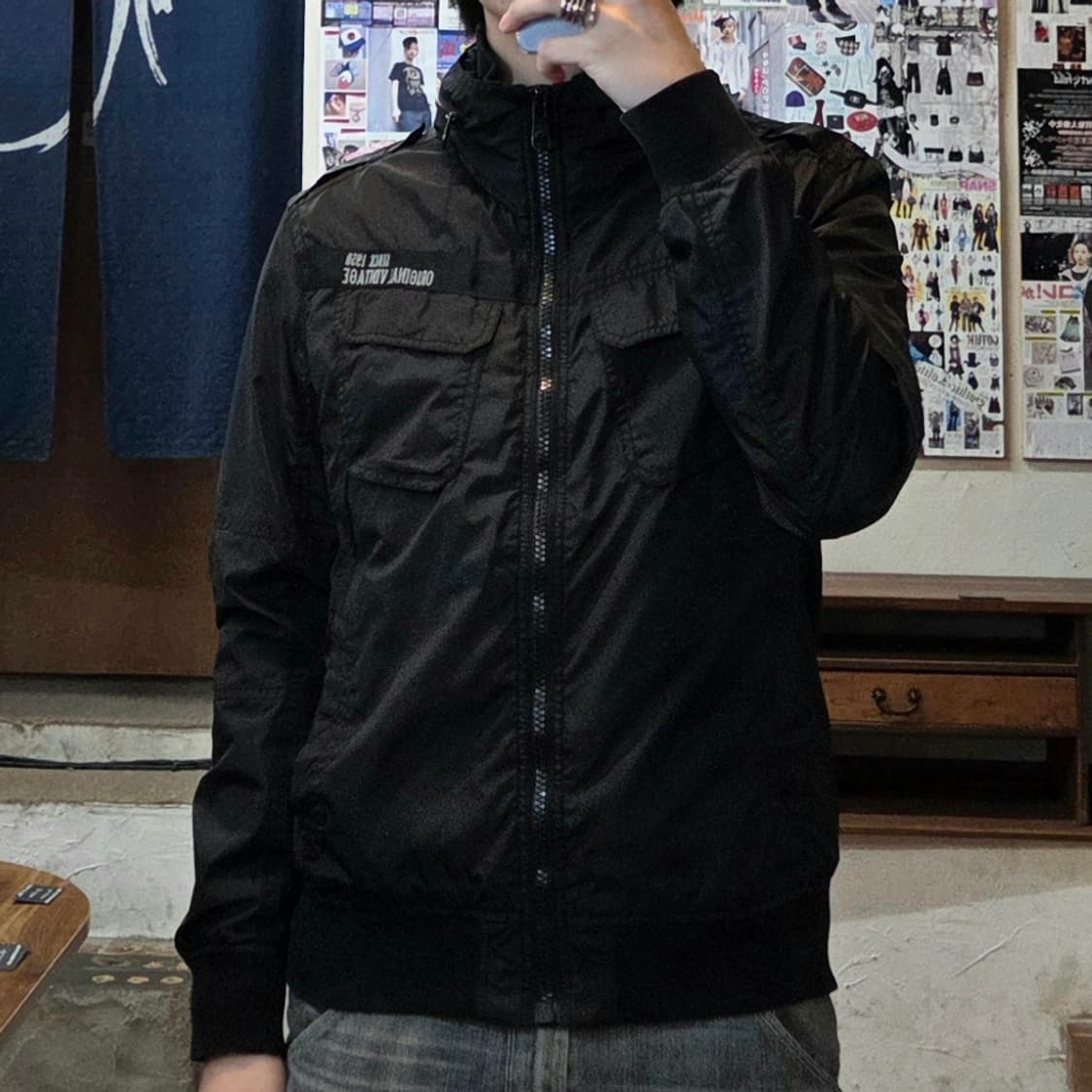 버커루 블랙 바람막이 블루종 자켓 상품이미지1