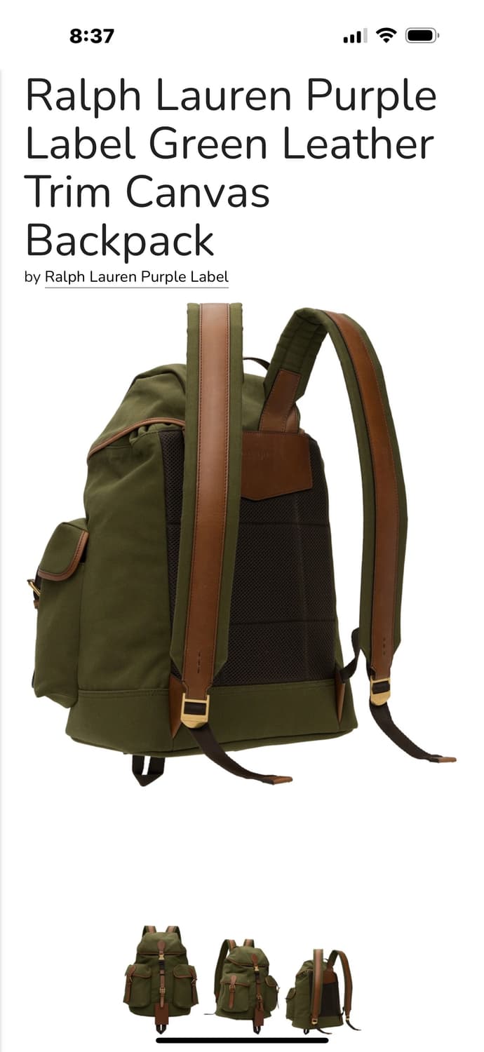 랄프로렌 퍼플라벨 캔버스 백팩 판매(가방) 합니다. 상품이미지3