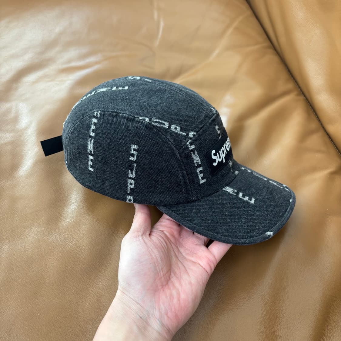 슈프림 캠프캡 모자 박스로고 데님 블랙 상품이미지3