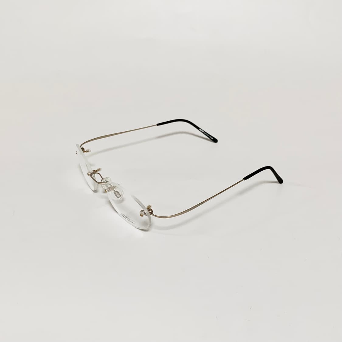990 무테 원형 안경테 티타늄 무광 골드 라운드 빈티지 데드스탁 Y2K 상품이미지3