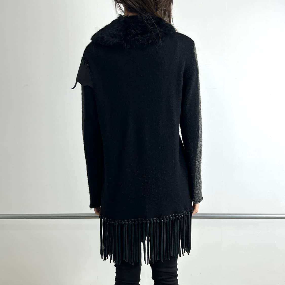 로엔 레더 프린지 울 롱코트 상품이미지5