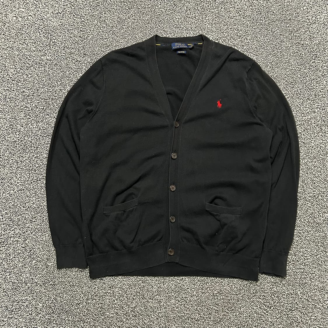 폴로 블랙 피마 코튼 브이넥 가디건 상품이미지1