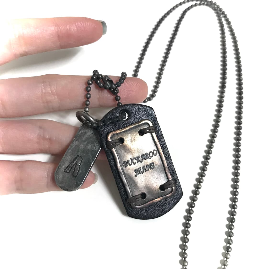버커루 빈티지 보헤미안 히피 웨스턴 에스닉 가죽 군번줄 볼체인 목걸이 상품이미지3
