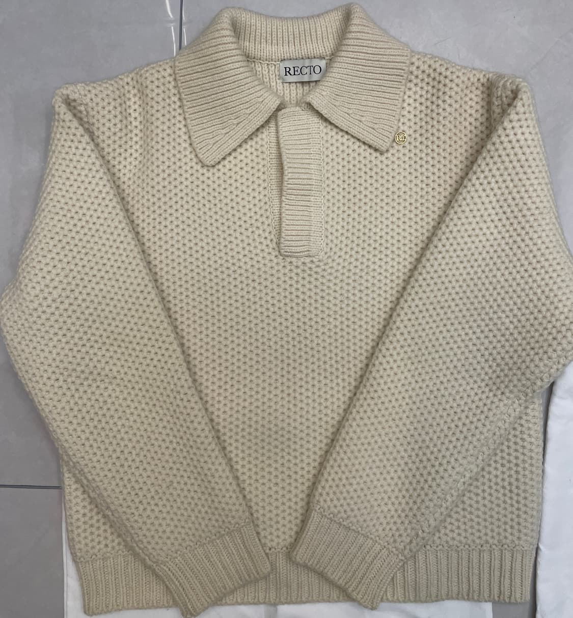 렉토 22FW 청키 케이블 니트 화이트 상품이미지2