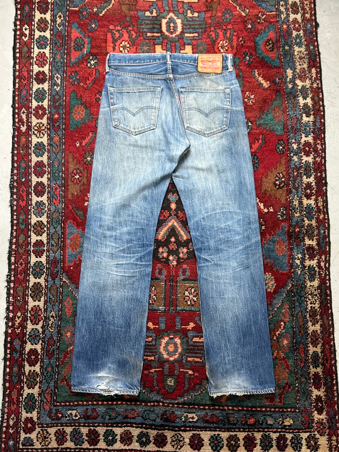00's 리바이스 501 셀비지 데님 팬츠 하드 에이징 상품이미지4