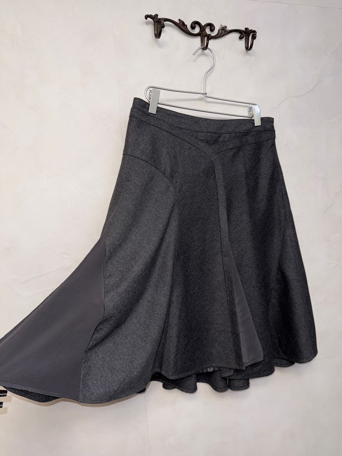 SYSTEM charcoal wool chiffon pleats sk 상품이미지3