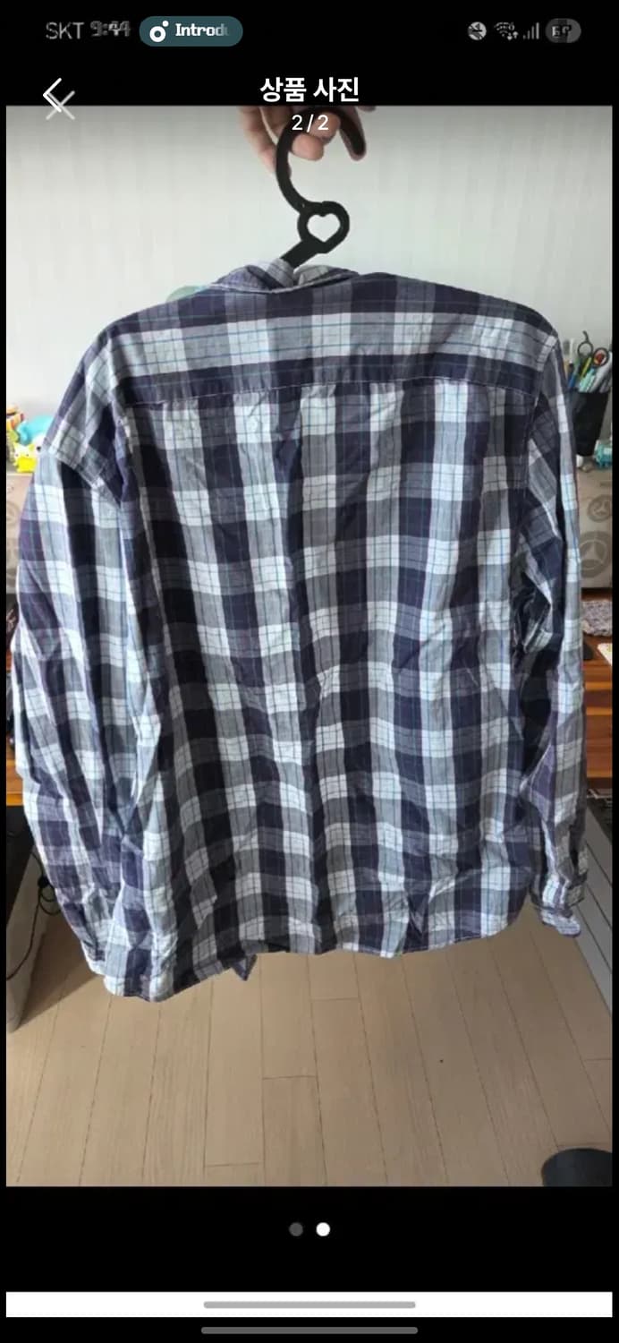 갭 체크무늬 셔츠 XL 긴팔 GAP 남색 하얀색 상품이미지2