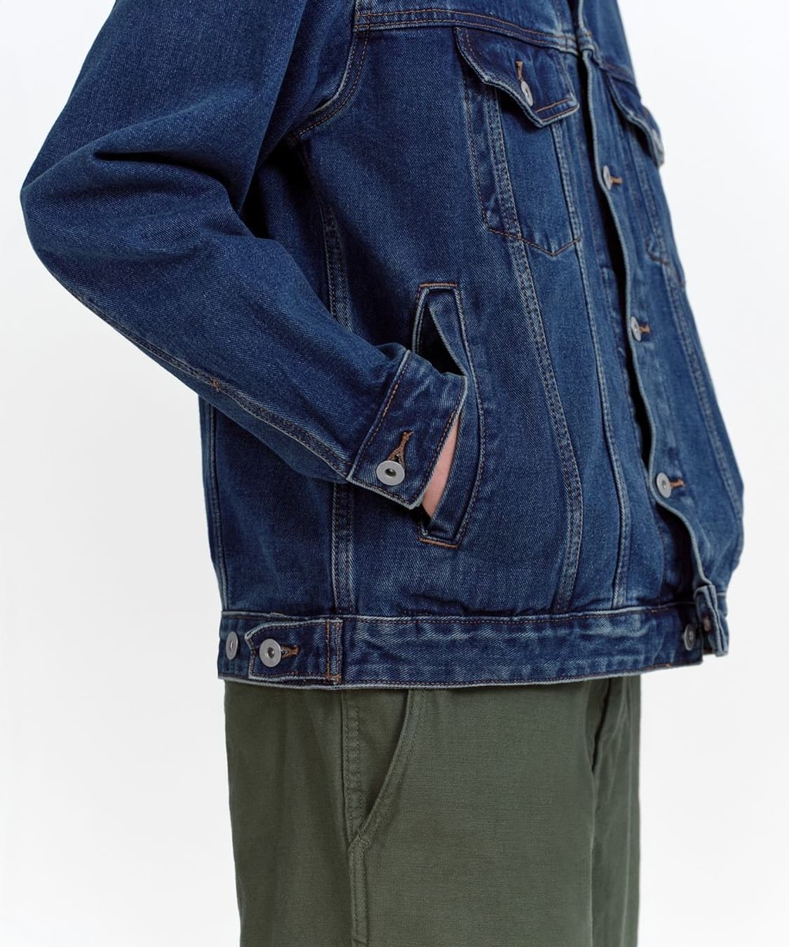 무신사스탠다드 무탠 릴렉스드 트러커 데님자켓 미디엄 인디고 2XL 상품이미지3