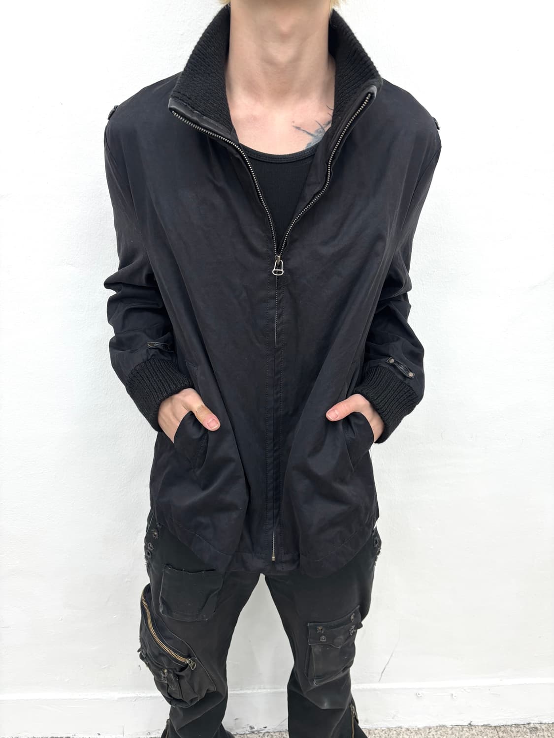 Ribbed leather detail jacket  상품이미지1