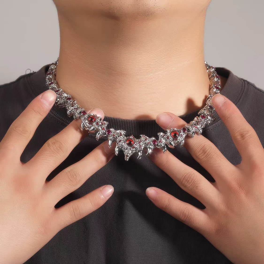 Oceanora 스파이크 레드아이 스러스트 유니섹스 힙합 체인 상품이미지7