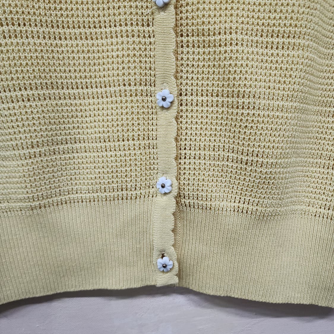 옐로우 크로쉐 니트 가디건 상품이미지3