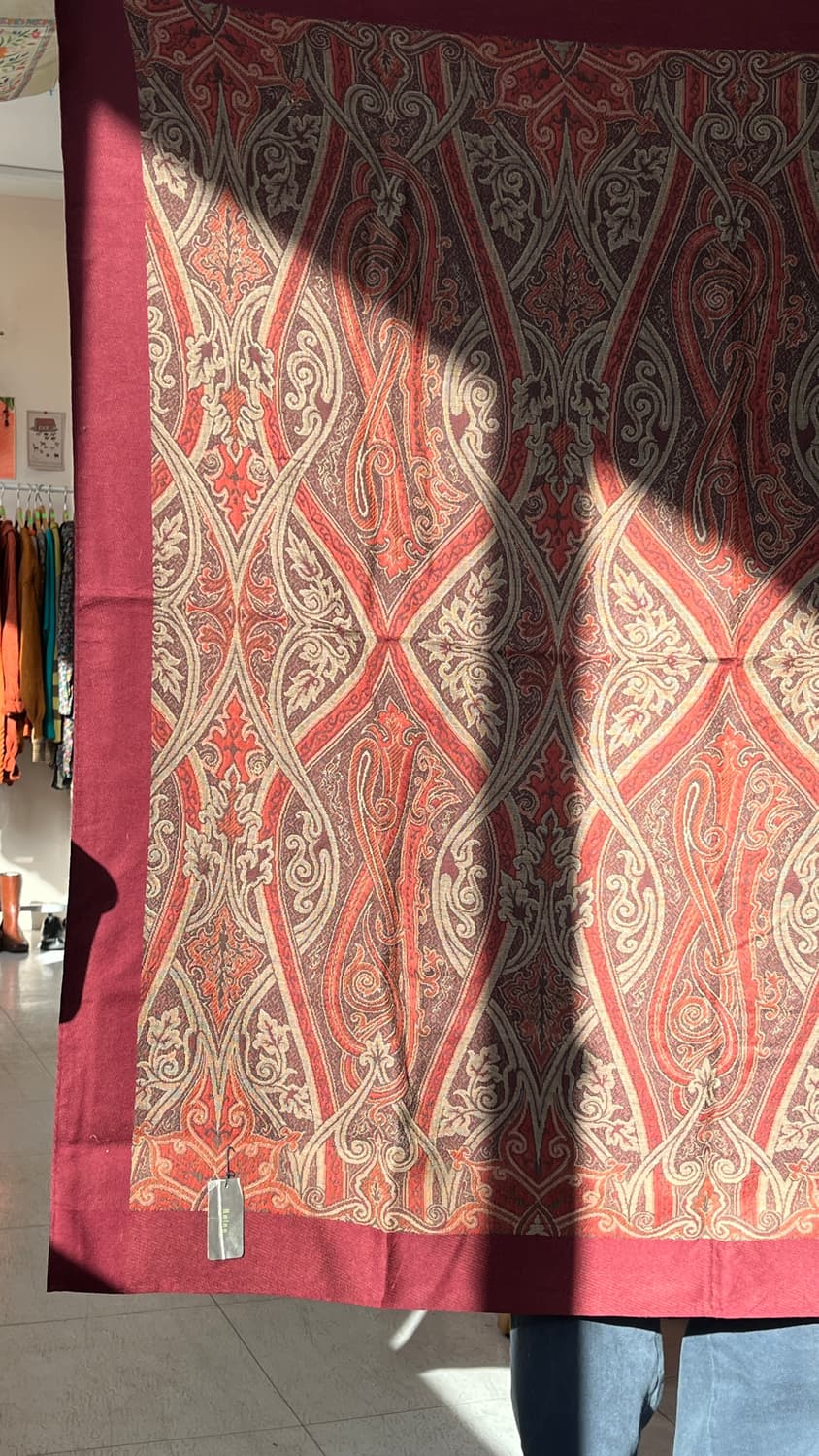 빈티지 에스닉 페이즐리 버건디 패브릭 상품이미지2