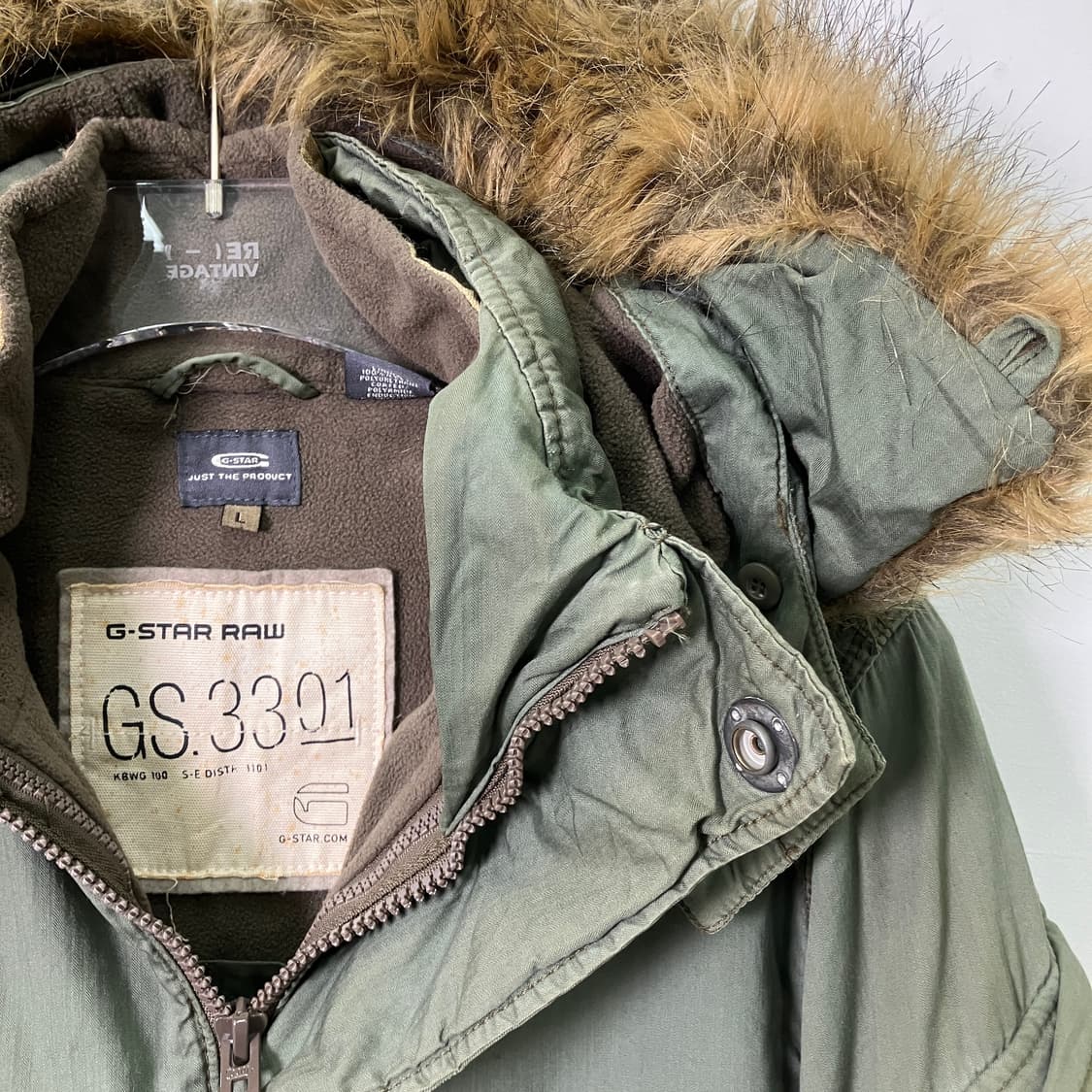 지스타로우 카키 퍼 후드 야상 점퍼 L 상품이미지4