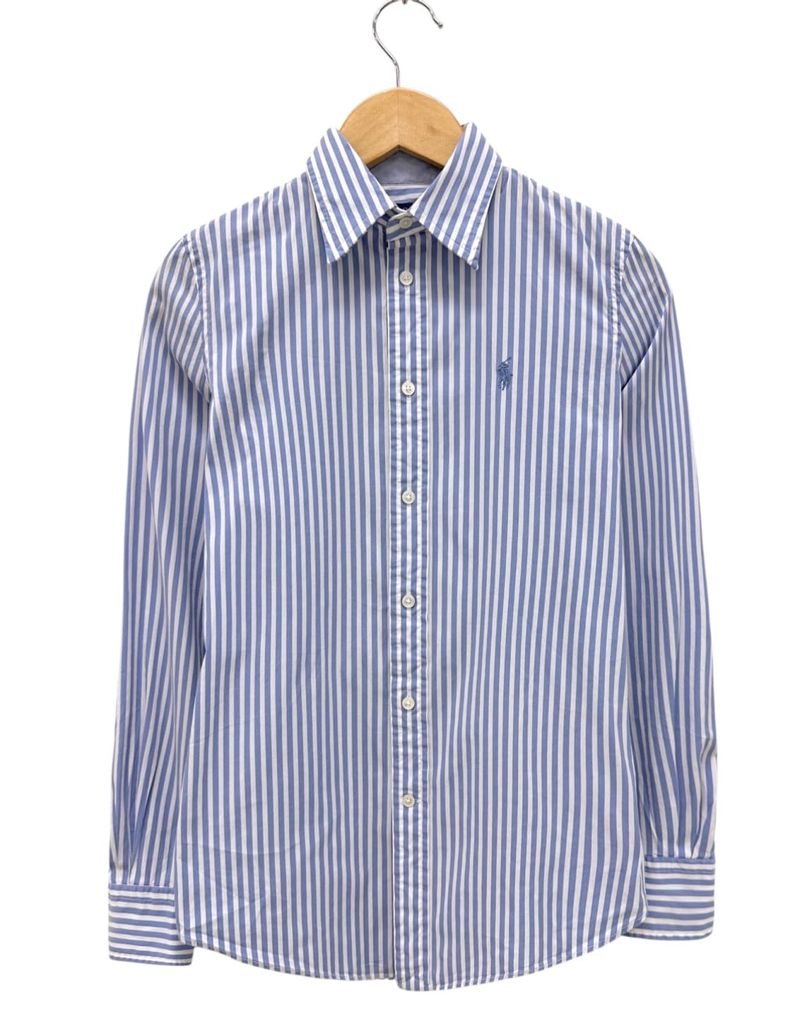 폴로 스트라이프 셔츠 화이트&스카이블루 (0/여성XS)  상품이미지1