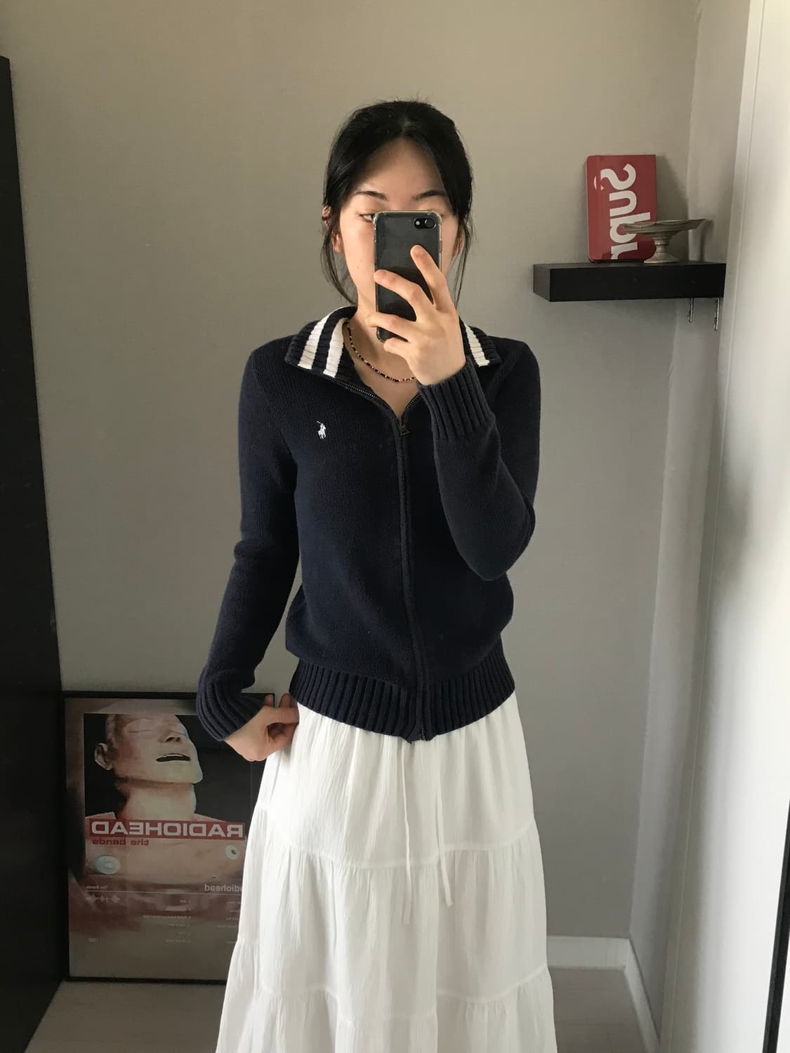 폴로 랄프로렌 포니 로고 네이비 니트 풀집업  상품이미지1