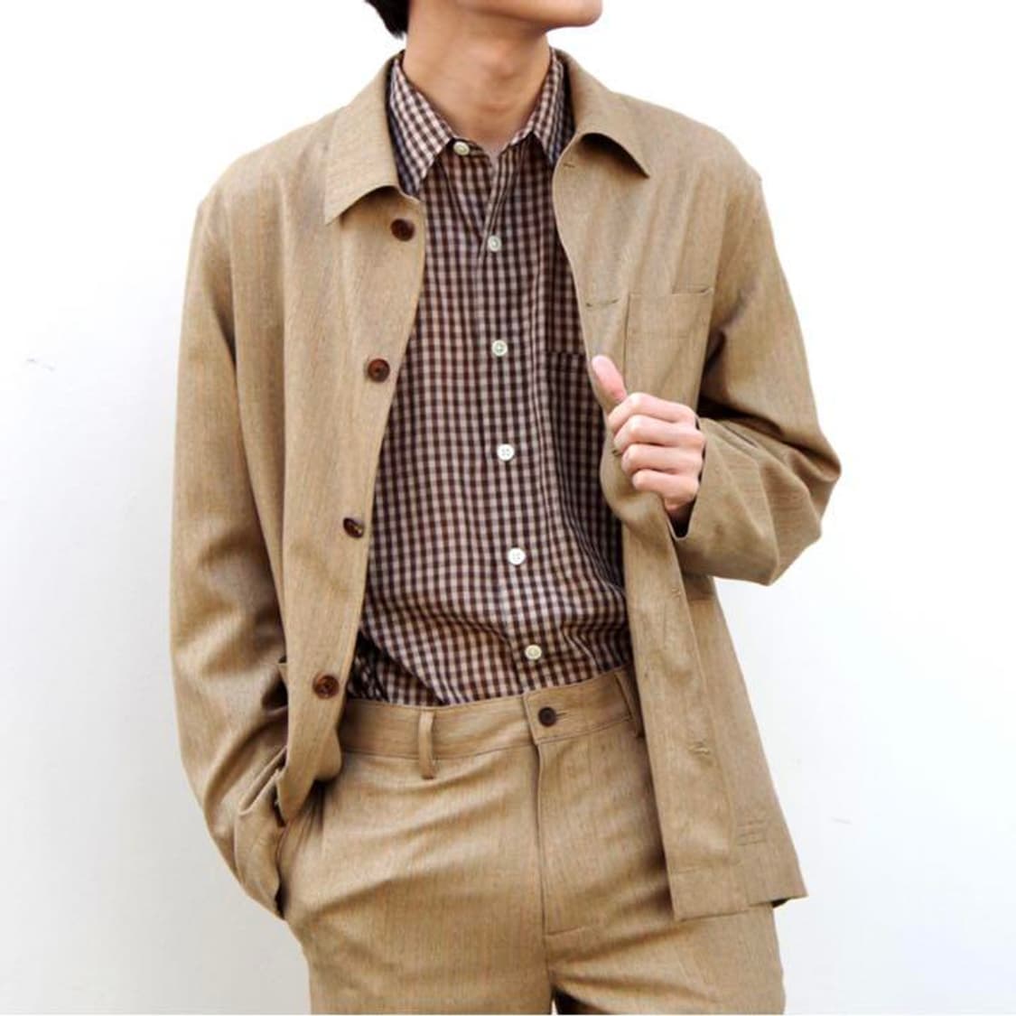 오라리 울 실크 헤링본 커버올 자켓 상품이미지3
