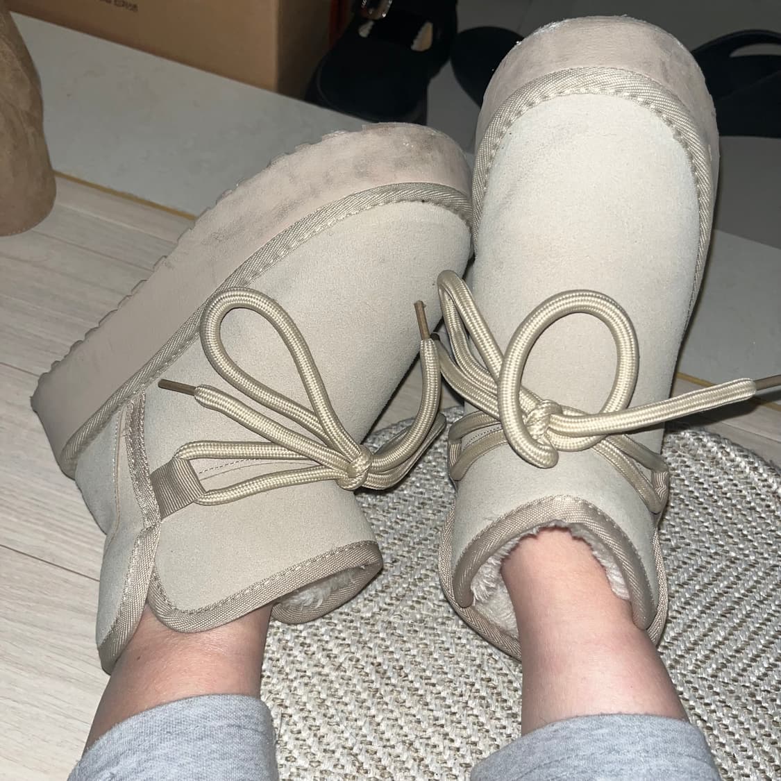 보솜 리본 베이지그레이 어그부츠 230 상품이미지2