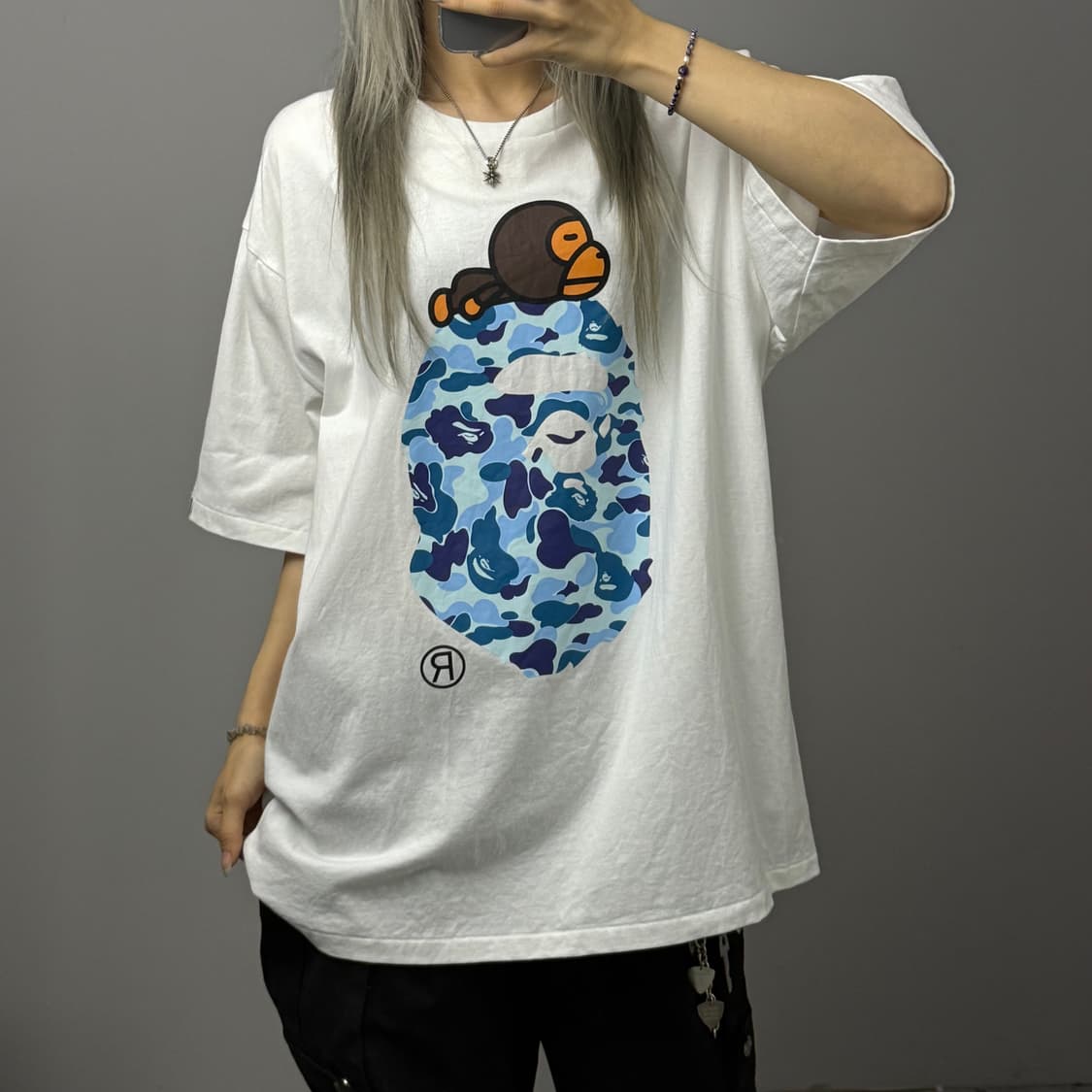 BAPE 베이프 블루 카모 에이프 헤드 반팔 티셔츠  상품이미지1