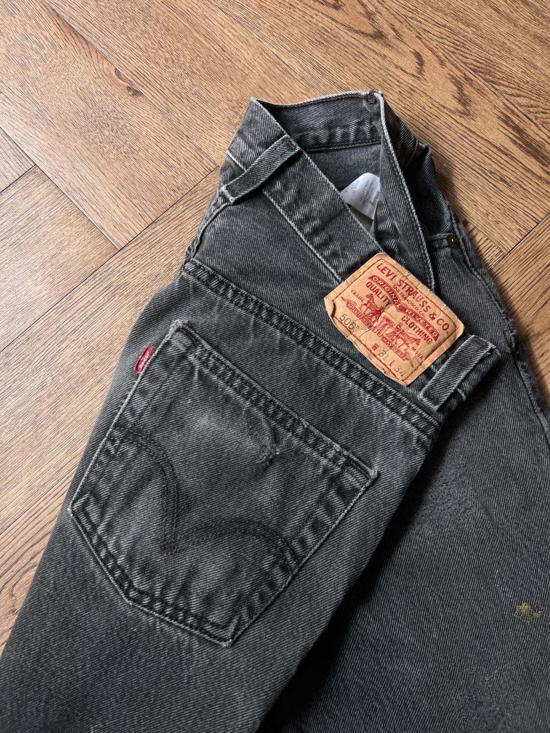 [31]00's 리바이스 505 빈티지 리페어드 흑청 데님 팬츠 상품이미지4
