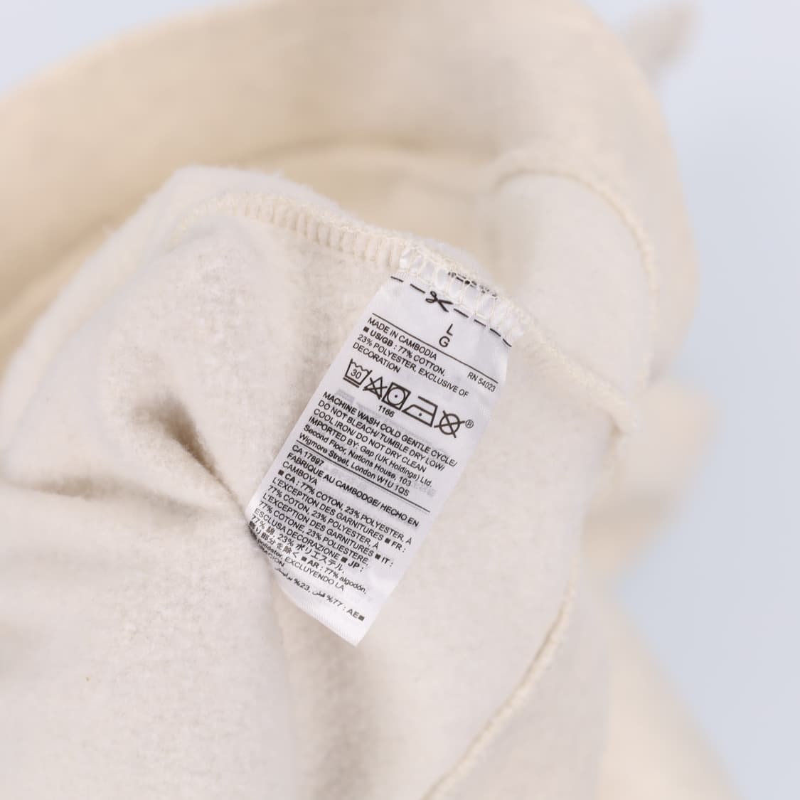 [L] GAP 갭 풀오버 빅로고 후드티 크림색 3805 상품이미지6