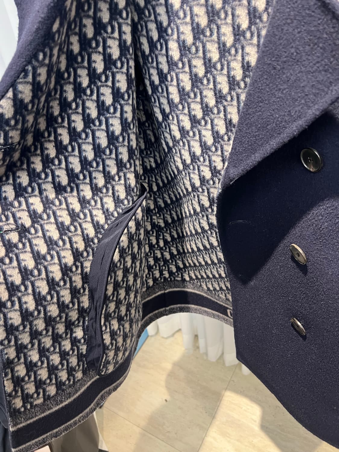 (36) 디올 오블리크 케이프 이펙트 네이비 블루 피코트 여성 상품이미지7