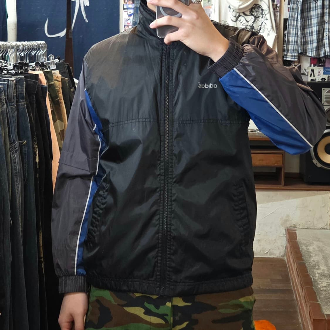 아디다스 올스쿨 블랙 블루 바람막이 자켓 상품이미지2