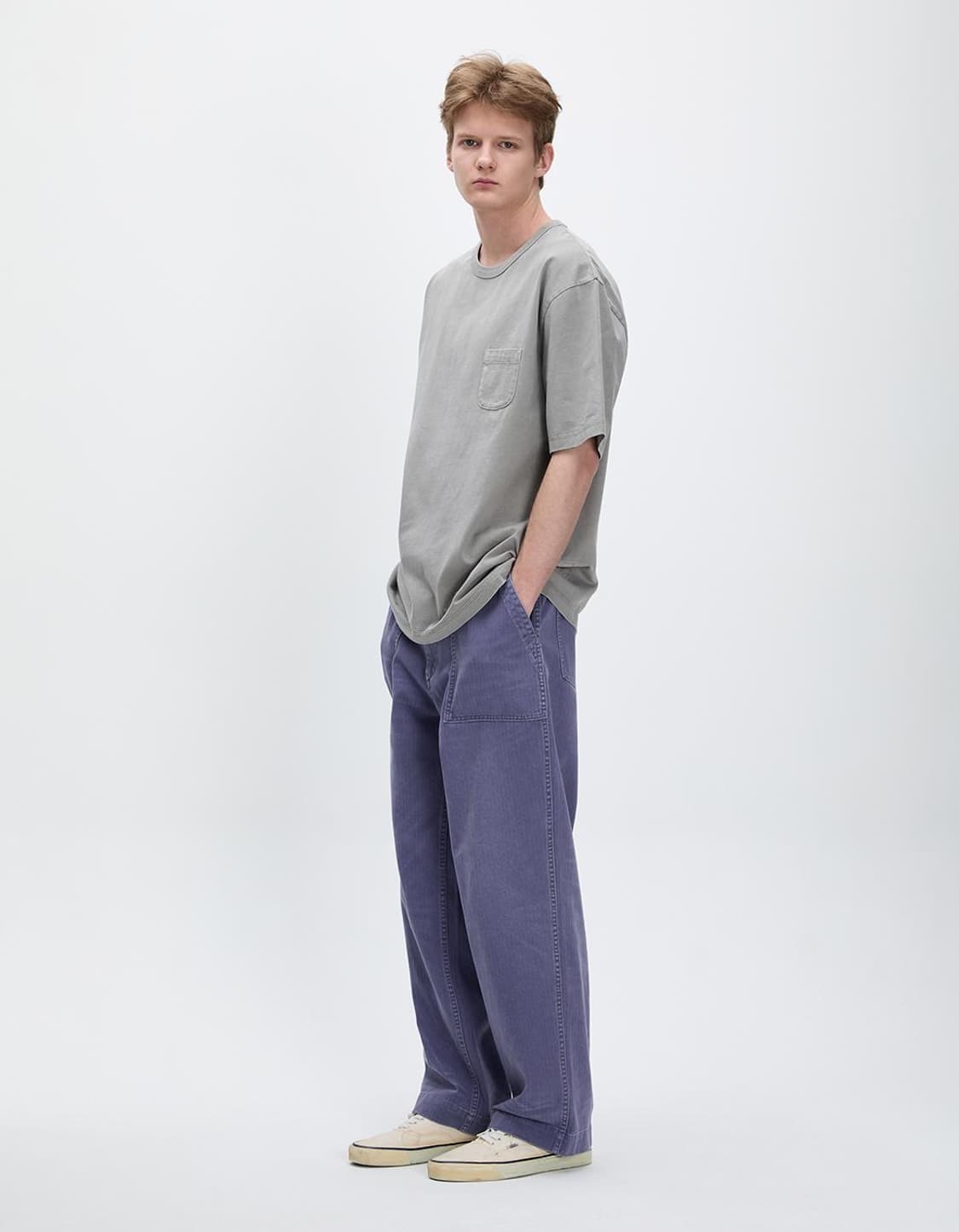 카키스 HBT 베이커팬츠 faded navy L 상품이미지5