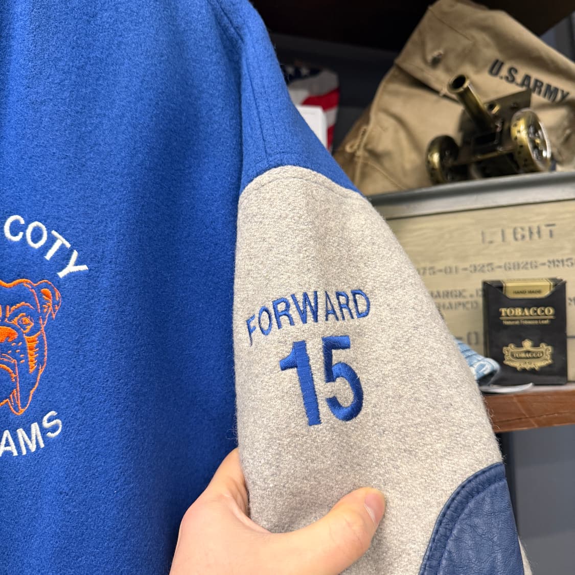 80~90s 캐나다 스포츠웨어 레더 트림 울바시티 자켓 N853   상품이미지5