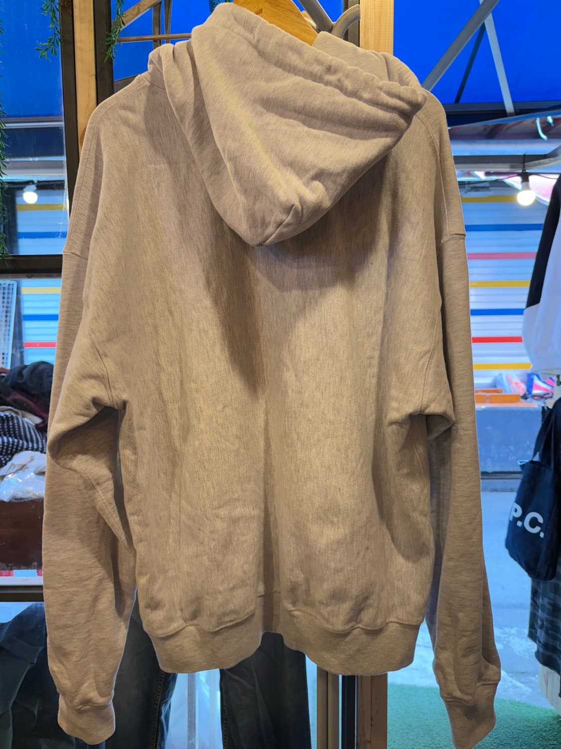 아웃스탠딩 네이비 로고 멜란지 후드티 상품이미지5