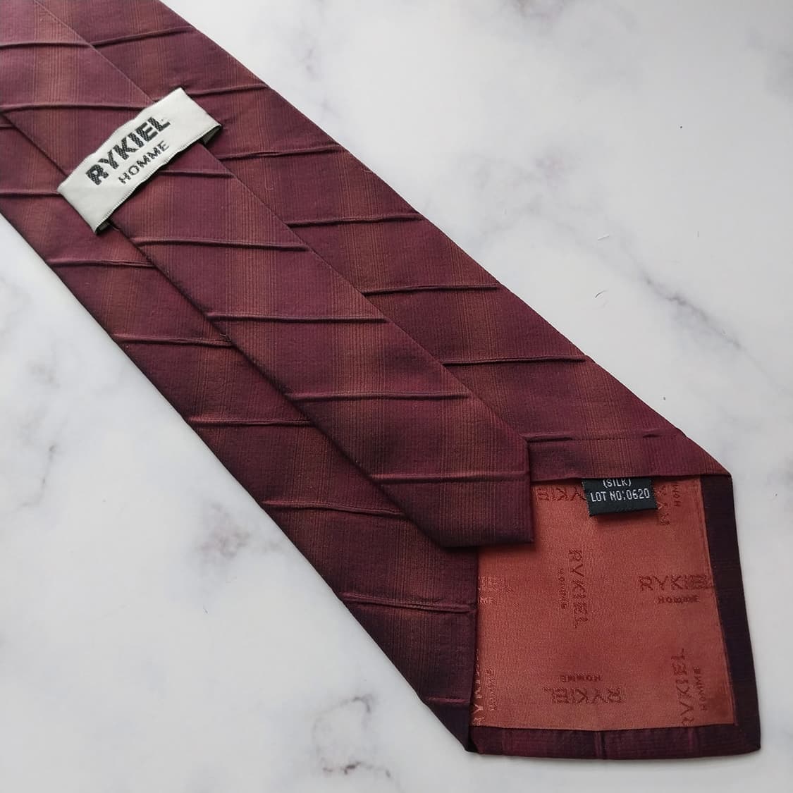 소니아 리키엘 실크 와인 스트라이프 넥타이 10cm A+등급  K1211 상품이미지8