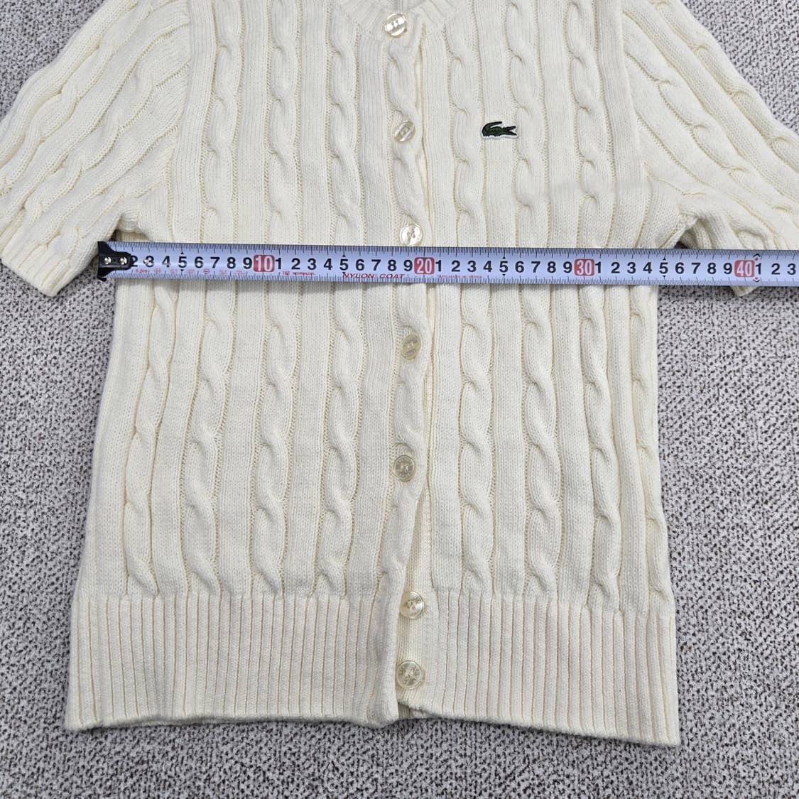 a0115 라코스테 케이블 반팔 가디건 아이보리 36 상품이미지5