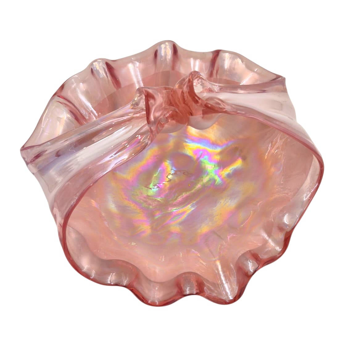 80s 쿠라타 아트글라스 오로라 러플 핑크 바구니 상품이미지3