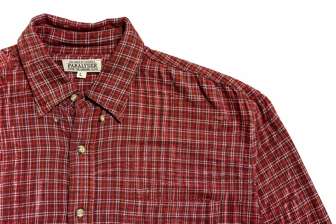 JPN 90s~00s일본 빈티지 y2k 모리걸 레드 플란넬 체크 셔츠 L 상품이미지5