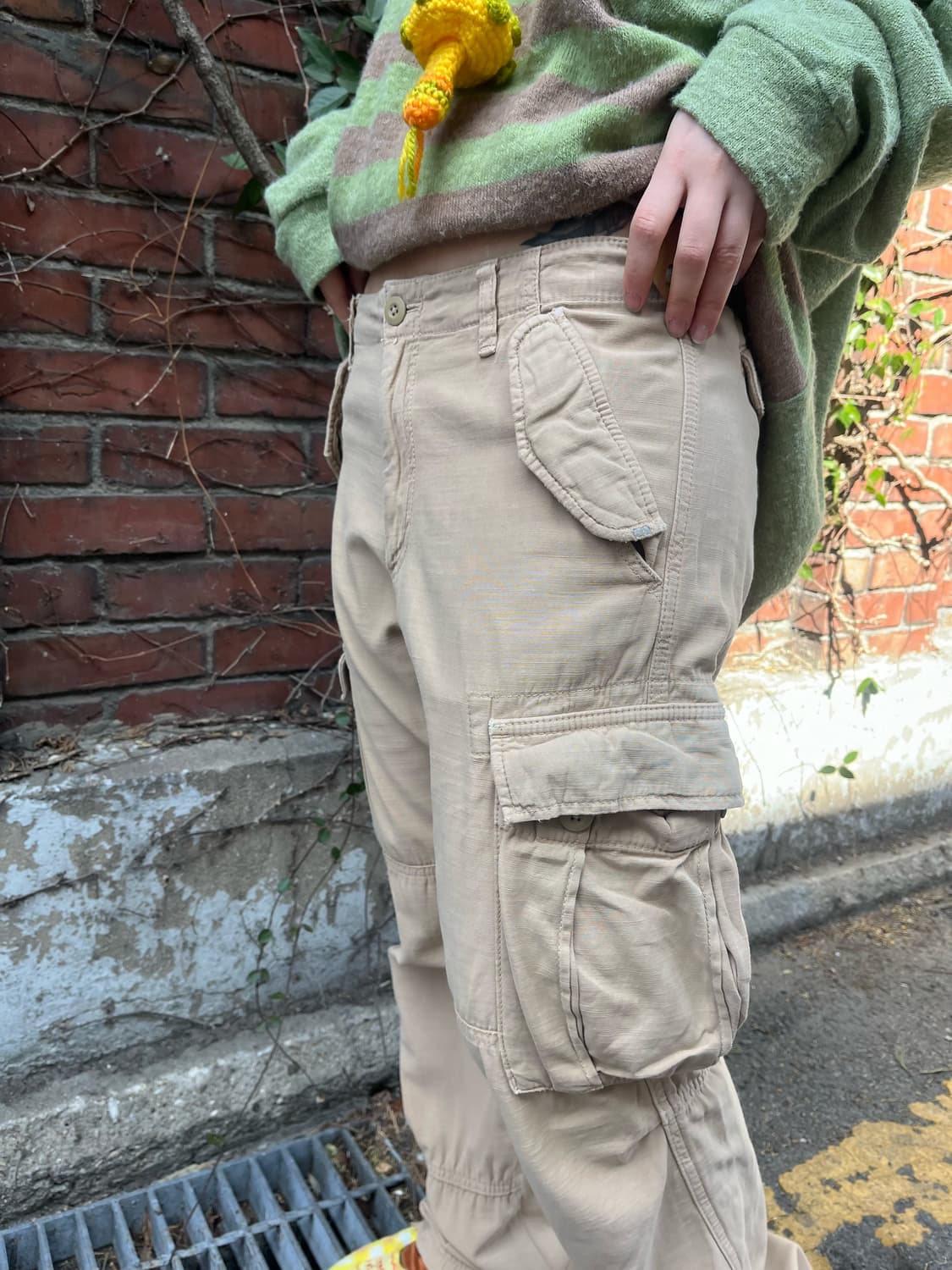 빈티지 베이지 카고 와이드 팬츠 상품이미지3
